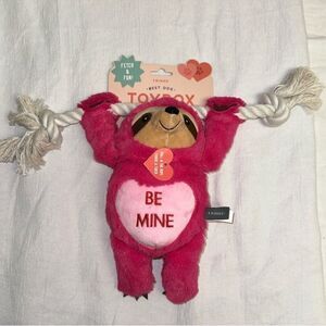 FRINGE Valentine’s Day Plush BE MINE Sloth Fetch & Fun Squeaky Dog Toy